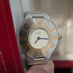 Additional Pictures Cartier Two-Tone Silver and Gold Roman Numeral Watch